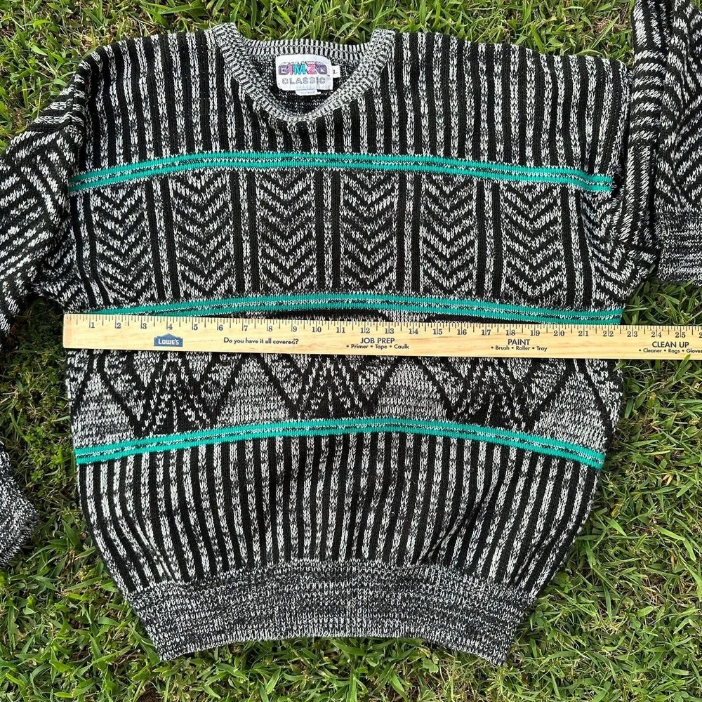 Gizmo Mens Large 90s‎ Coogi Style Ed Bassmaster Geometric Knit Cosby Dad Sweater